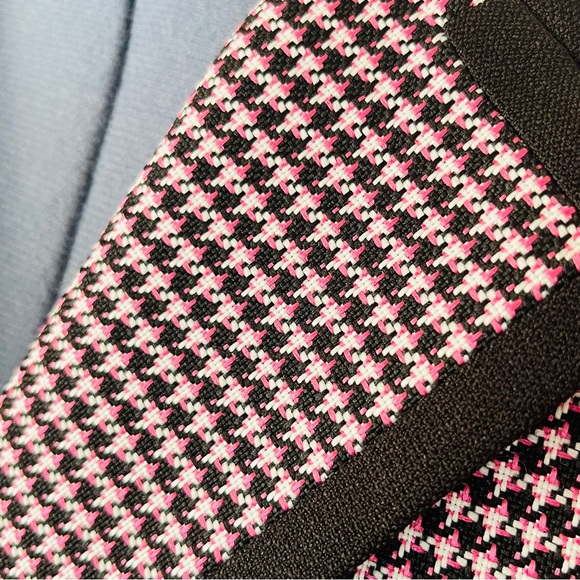Vintage 90s Pink and Black Houndstooth Blazer Jacket Chanel Style Clueless Suit - Picture 3 of 15